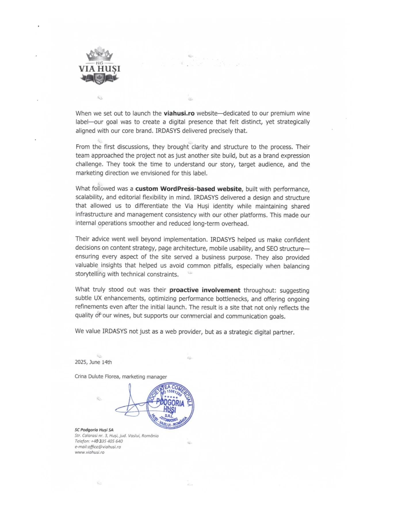 Recommendation Via Husi